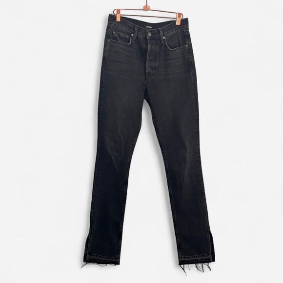 GRLFRND x Revolve “Natalia” Dark Noir Split-Hem Denim Straight Jeans 26 - Picture 4 of 7
